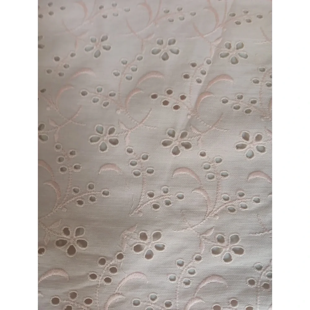 Broderie Anglaise Fabric Pink Floral Cotton By The Yard 36
